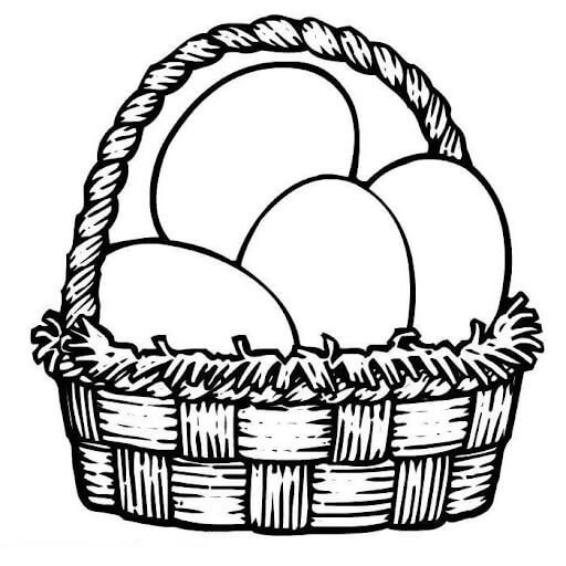 dibujo cesta de huevos para colorear