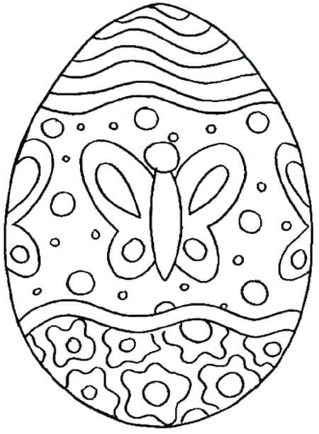 dibujo cesta de pascua con huevos para colorear