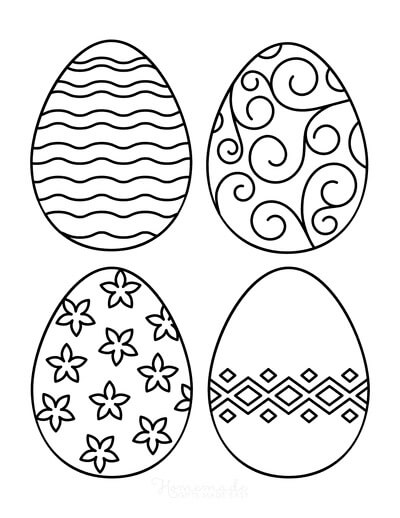 dibujo cuatro huevos para colorear