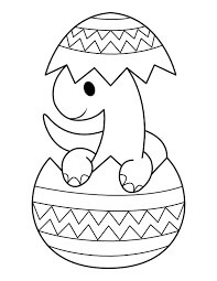 dibujo dinosaurio en huevo roto para colorear