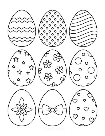 dibujo nueve huevos para colorear