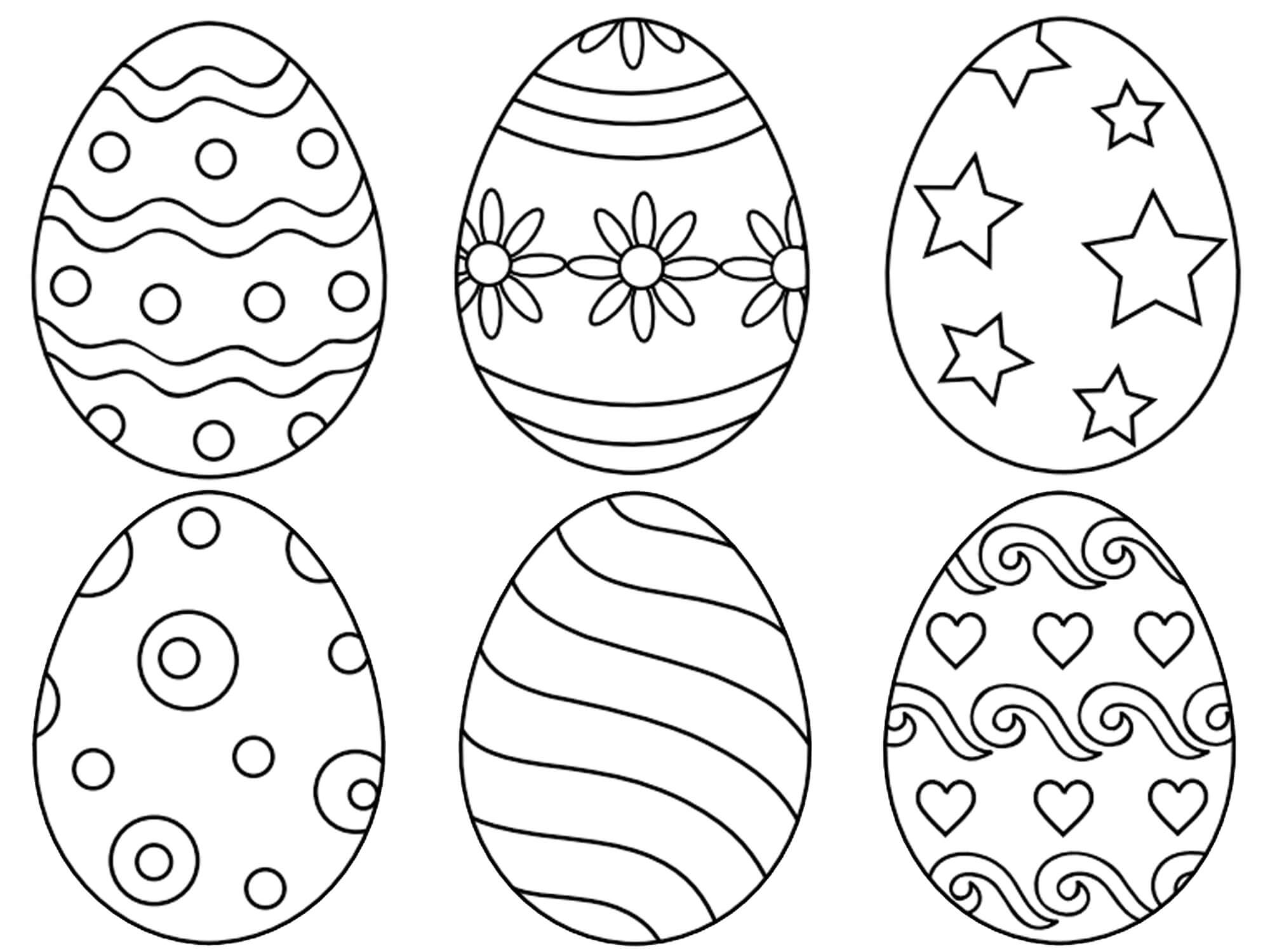 dibujo seis huevos para colorear