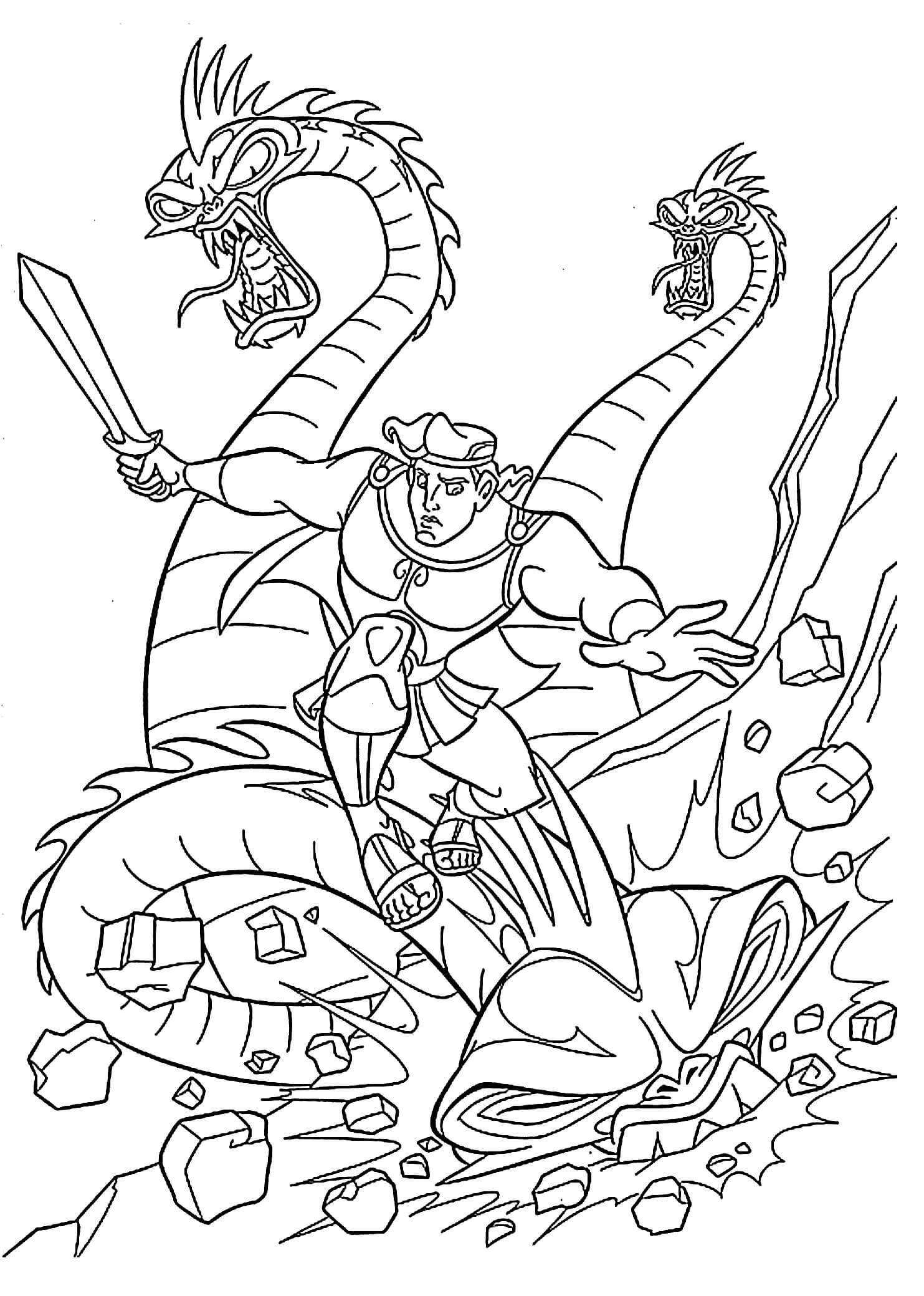 Dibujo de Héroe Vs Hidra para Colorear y Imprimir