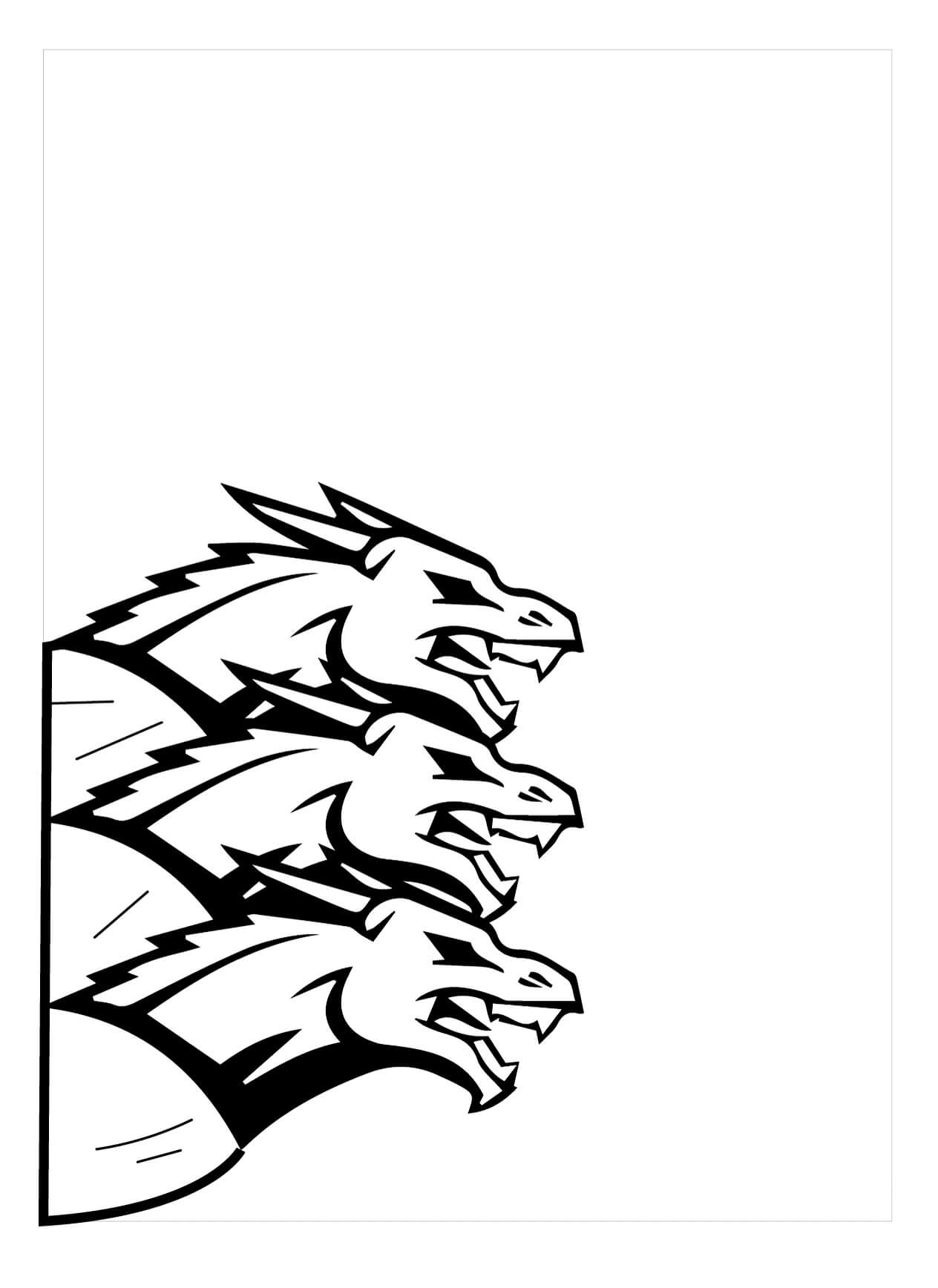 Dibujo de Tres Cabezas de Hydra para Colorear y Imprimir