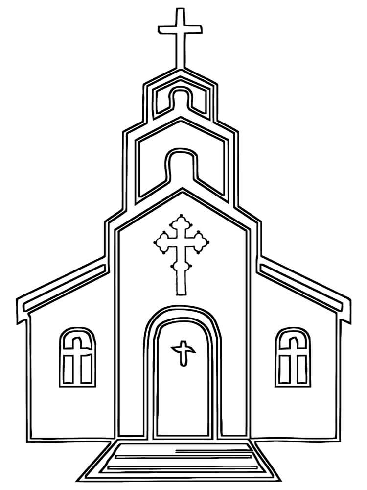 Dibujo de Bonita Iglesia para Colorear y Imprimir