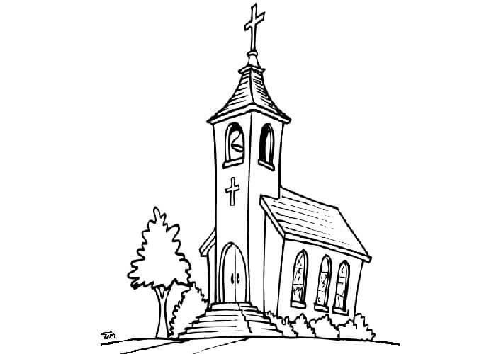 Dibujo de Buena Iglesia para Colorear y Imprimir