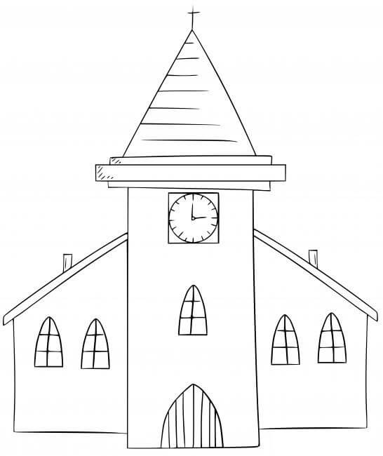 Dibujo de Dulce Iglesia para Colorear y Imprimir