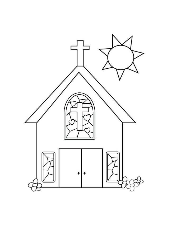 Dibujo de Familia En La Iglesia para Colorear y Imprimir