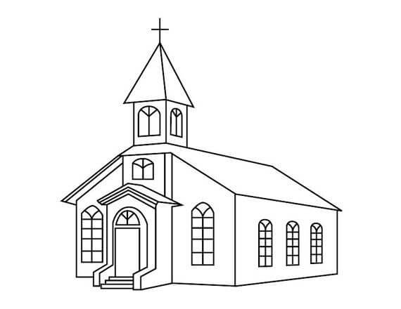 Dibujo de Iglesia Básica para Colorear y Imprimir