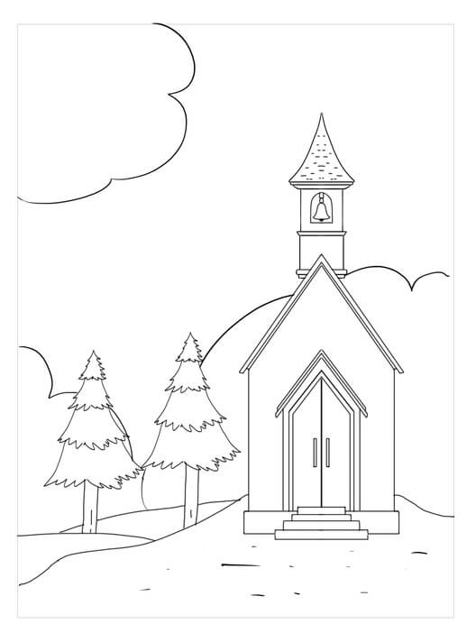 Dibujo de Iglesia Católica para Colorear y Imprimir