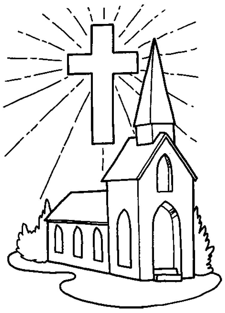 Dibujo de Iglesia de Dibujo para Colorear y Imprimir