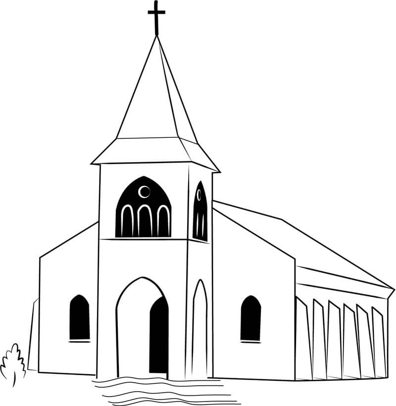 Dibujo de Iglesia de La Misión Touaourou para Colorear y Imprimir