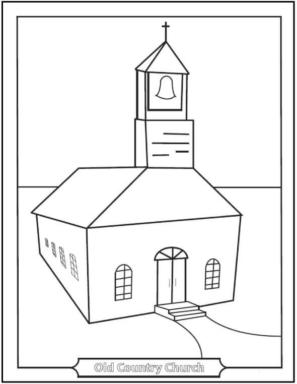 Dibujo de Iglesia Del Viejo País para Colorear y Imprimir