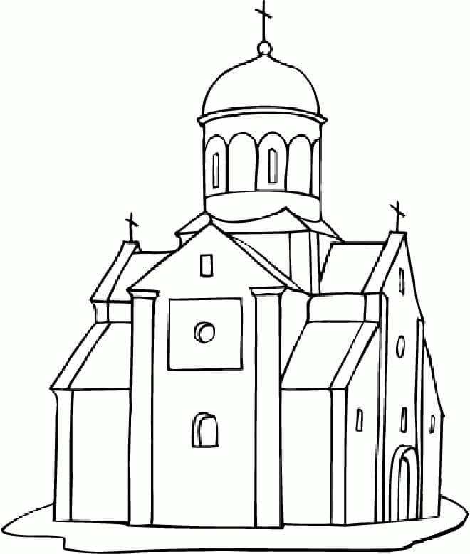 Dibujo de Iglesia Imprimible para Colorear y Imprimir