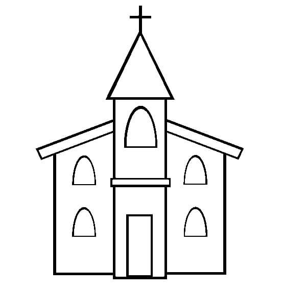 Dibujo de Iglesia Normal para Colorear y Imprimir
