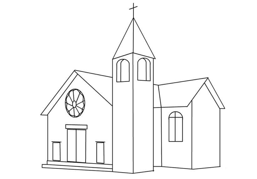 Dibujo de Iglesia Perfecta para Colorear y Imprimir