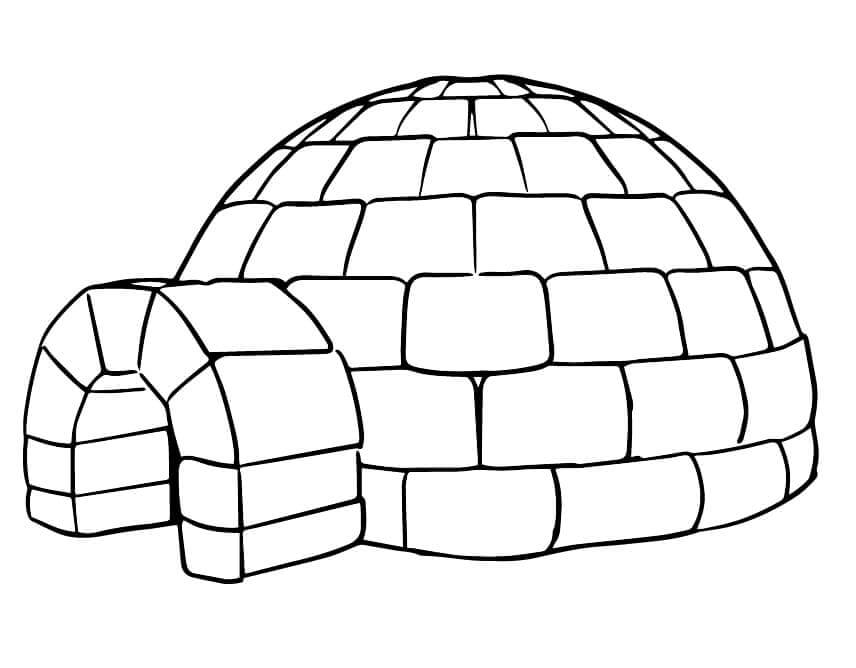 Dibujo de Fácil Iglu para Colorear y Imprimir