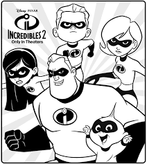 Dibujo de Personajes de Los Increíbles 2 para Colorear y Imprimir