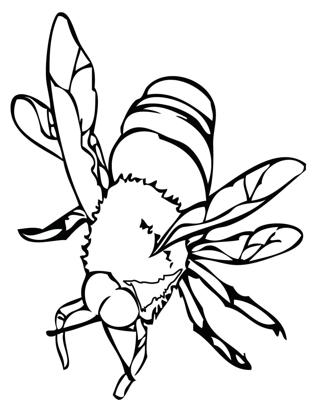 Dibujo de Abeja para Colorear y Imprimir