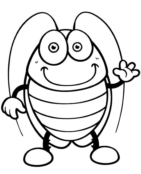 Dibujo de Cucarachas Sonriendo para Colorear y Imprimir