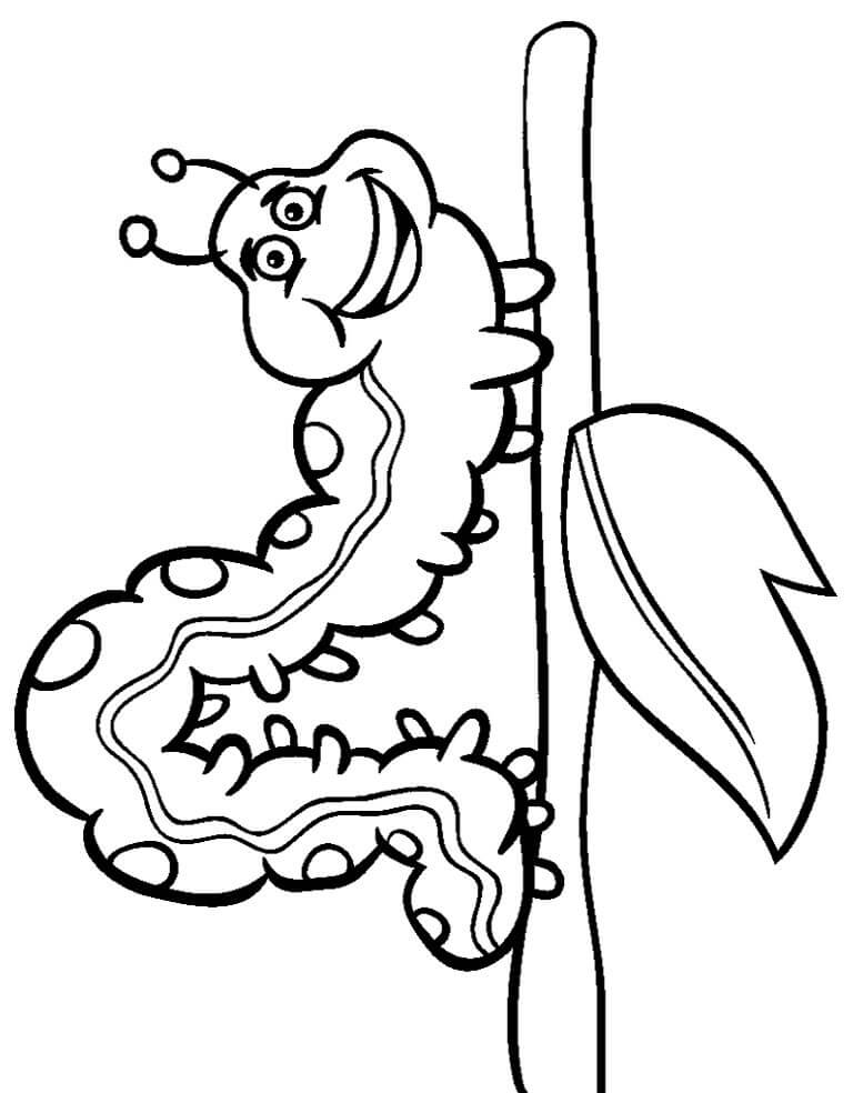 Dibujo de Gusano Riendo para Colorear y Imprimir