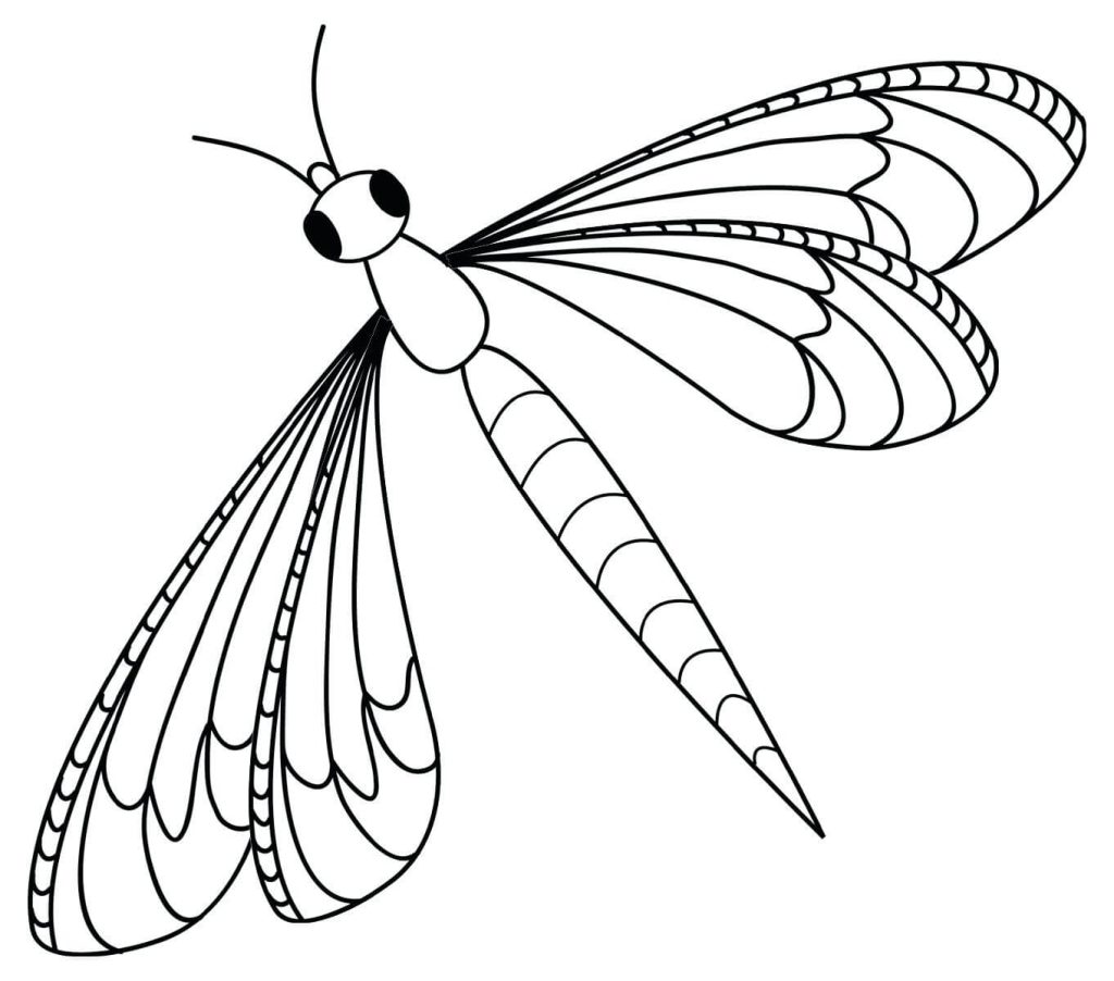 Dibujo de Libélula Volando para Colorear y Imprimir
