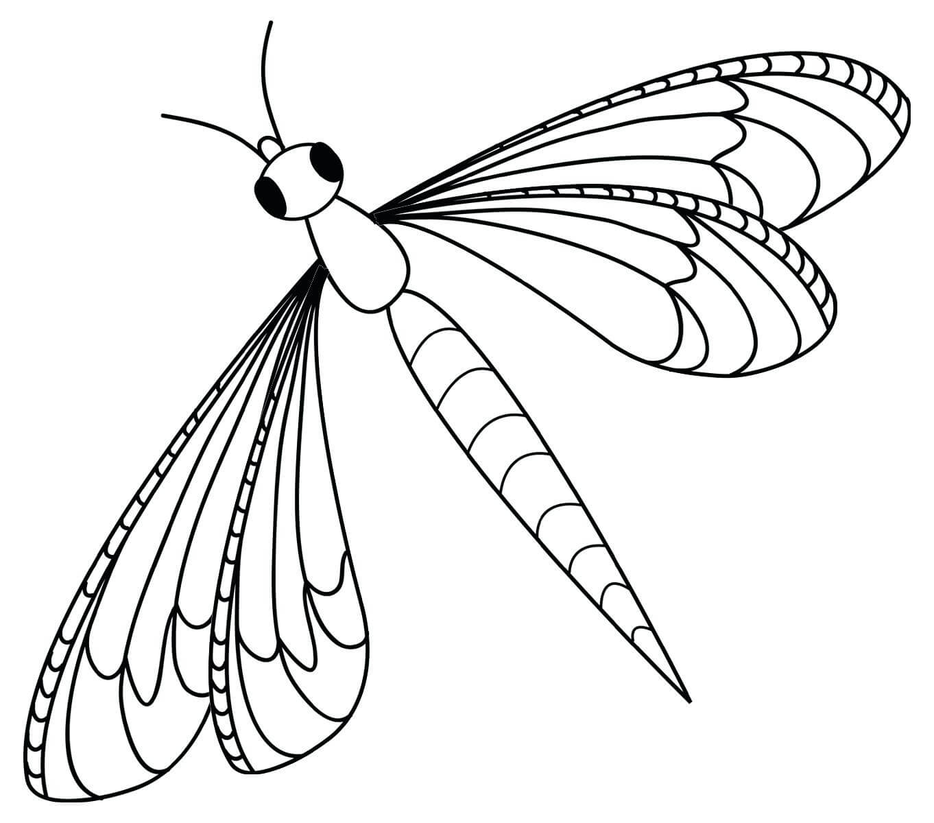 Dibujo de Libélula Volando para Colorear y Imprimir