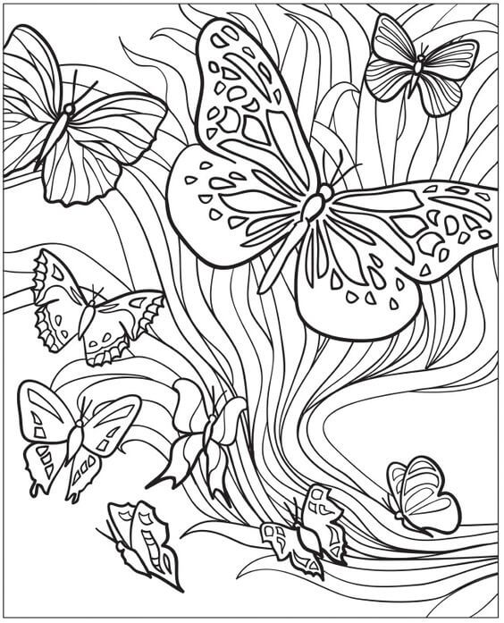 Dibujo de Mariposa de La Familia para Colorear y Imprimir