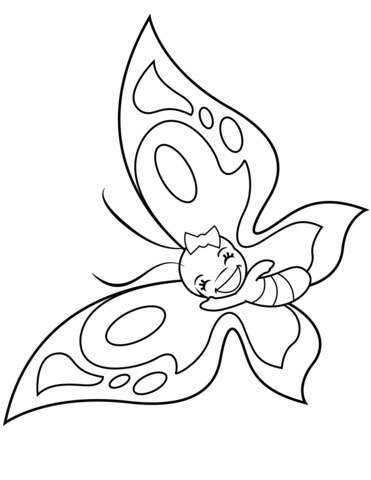 Dibujo de Mariposa Sonriendo para Colorear y Imprimir