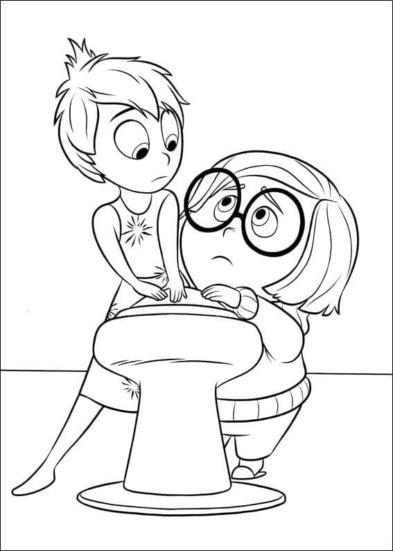Dibujo de Alegría Con Tristeza para Colorear y Imprimir
