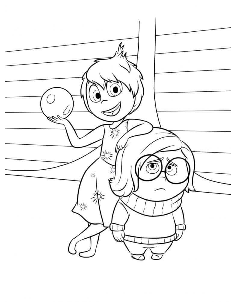 Dibujo de Alegría y Tristeza para Colorear y Imprimir