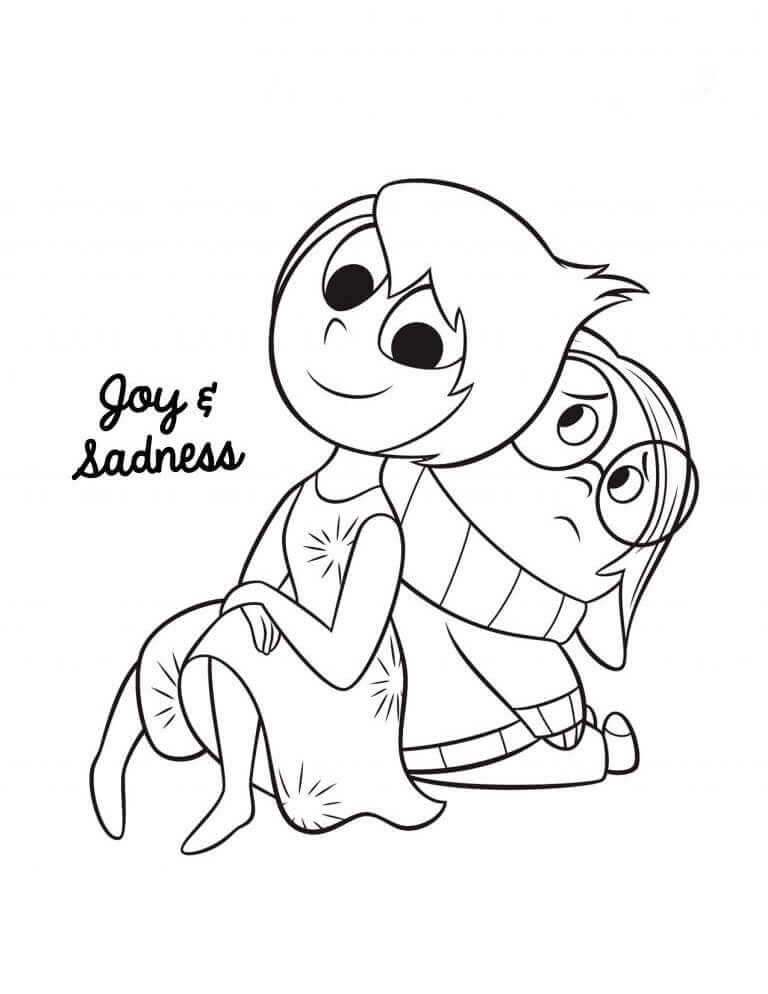 Dibujo de Tristeza y Alegría para Colorear y Imprimir