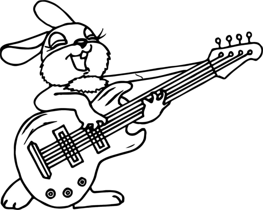 Dibujo Conejo Tocando Instrumentos Musicales Para Colorear