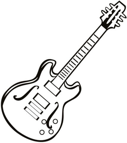 dibujo guitarra electrica basica para colorear