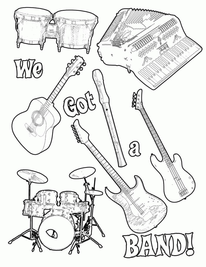 dibujo instrumento de musica de dibujo para colorear
