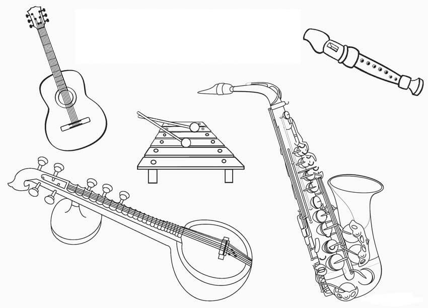 dibujo instrumento de musica impresionante para colorear