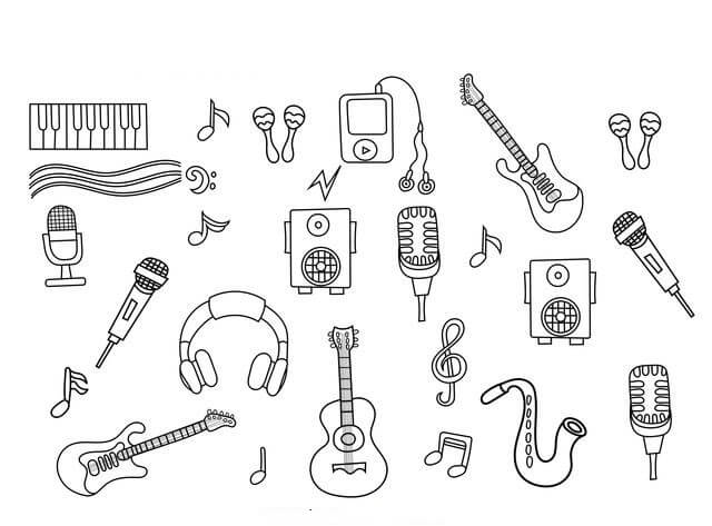 dibujo instrumento de musica increible para colorear