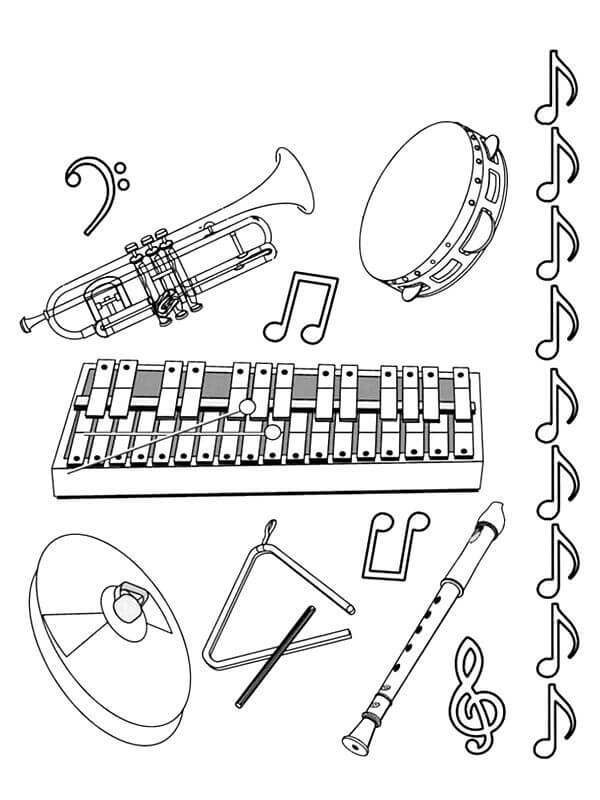 dibujo instrumento de musica normal para colorear
