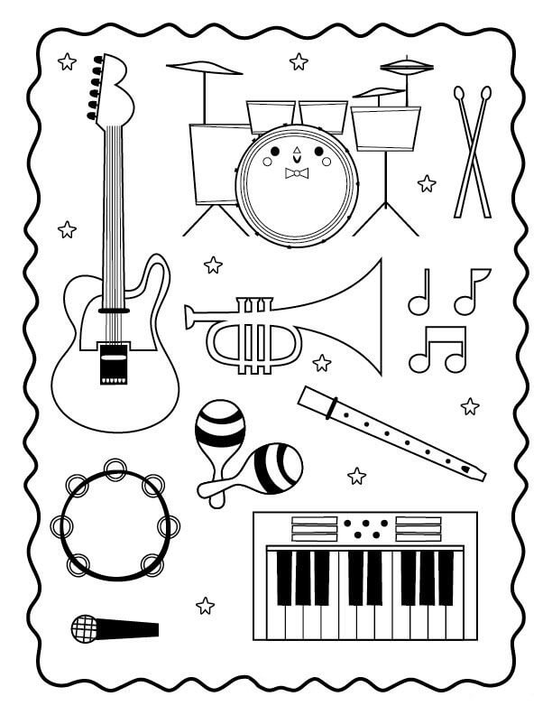 dibujo instrumento de musica simple para colorear