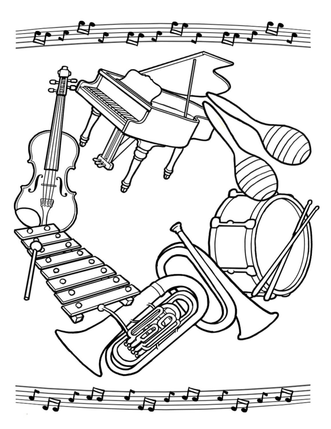 dibujo instrumento musical basico para colorear