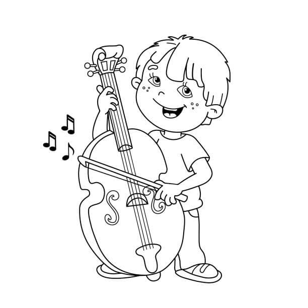dibujo nino tocando instrumentos musicales para colorear