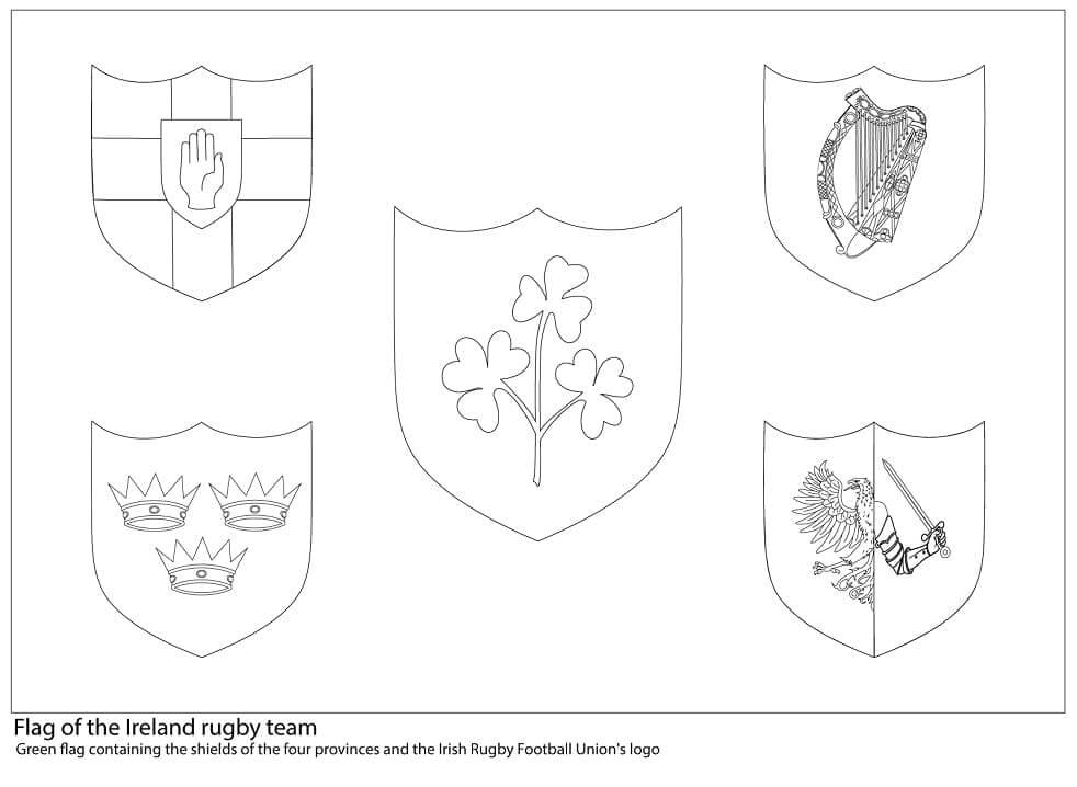 Dibujo de Bandera Del Equipo de Rugby de Irlanda para Colorear y Imprimir