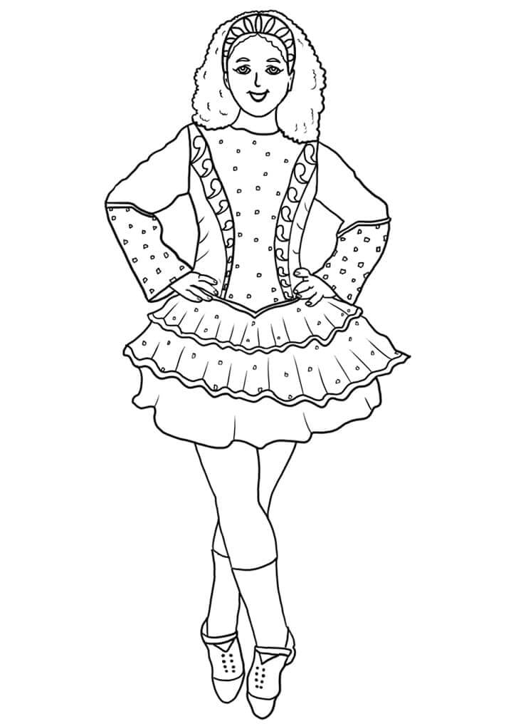 Dibujo de Danza Irlandesa para Colorear y Imprimir