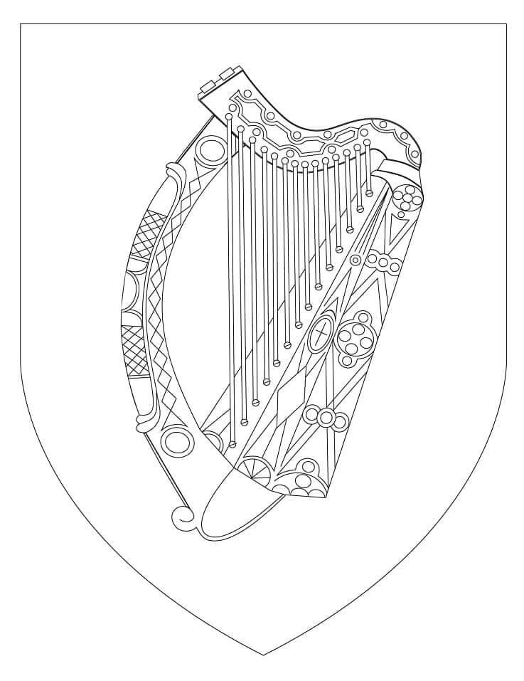 Dibujo de Escudo de Armas de Irlanda para Colorear y Imprimir