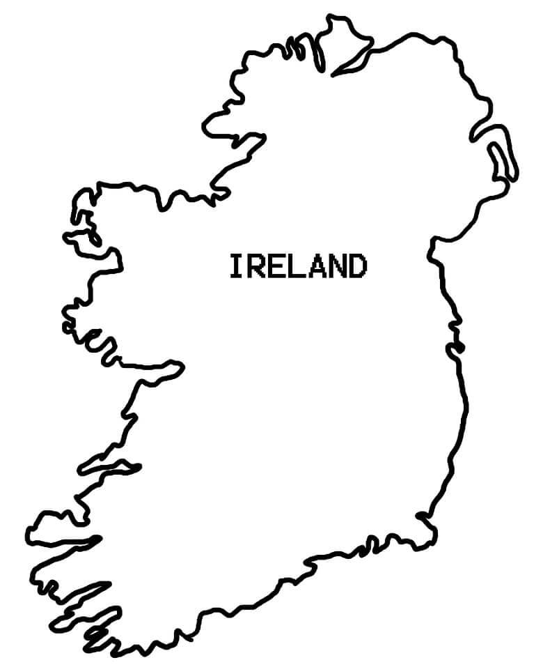 Dibujo de Mapa de Irlanda 1 para Colorear y Imprimir