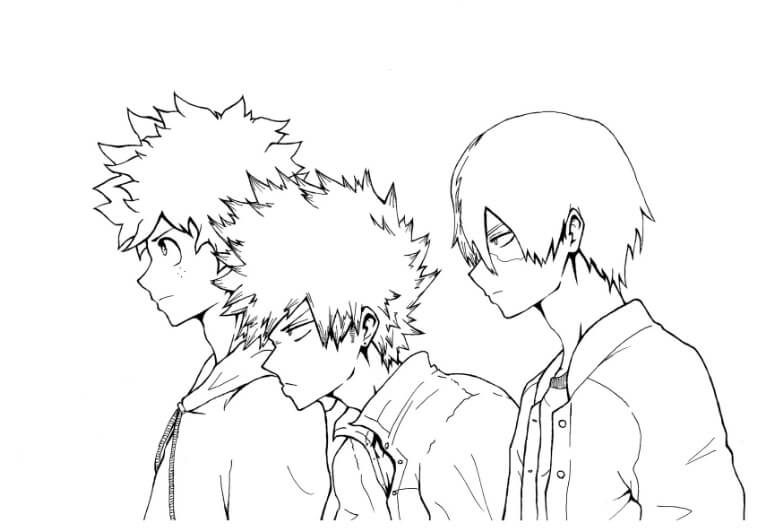 Dibujo de Cara Deku y Amigos para Colorear y Imprimir