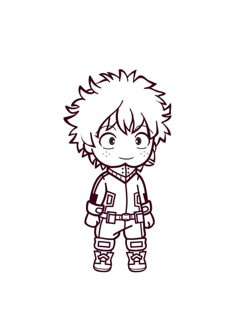 Dibujo de Chibi Deku Sonriente para Colorear y Imprimir