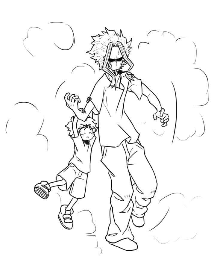 Dibujo de Deku Divertido y Todo Poder para Colorear y Imprimir