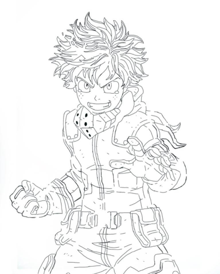 Dibujo de Deku Luchando para Colorear y Imprimir