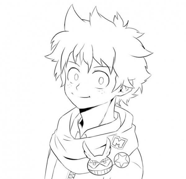 Dibujo de Deku Sonriendo para Colorear y Imprimir